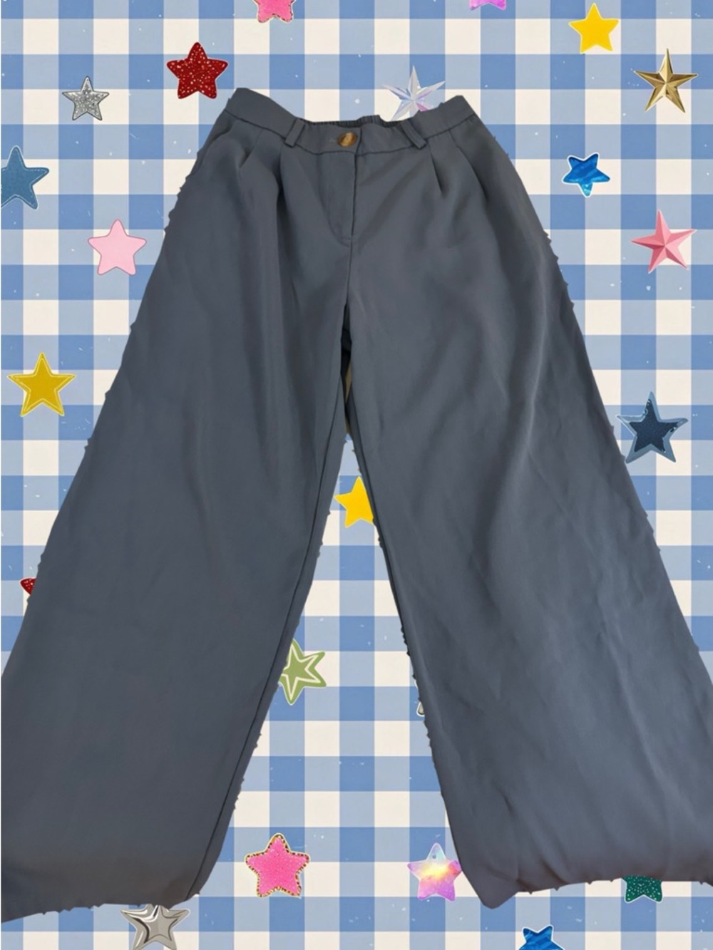 Wide Leg High-Waist Trousers in Slate navy